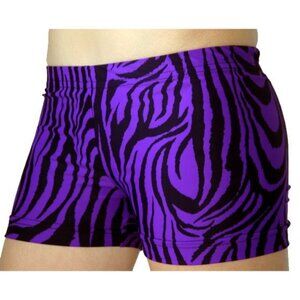 GemGear Compression Zebra Print Shorts Size Small Elastic Waist Purple Black NEW